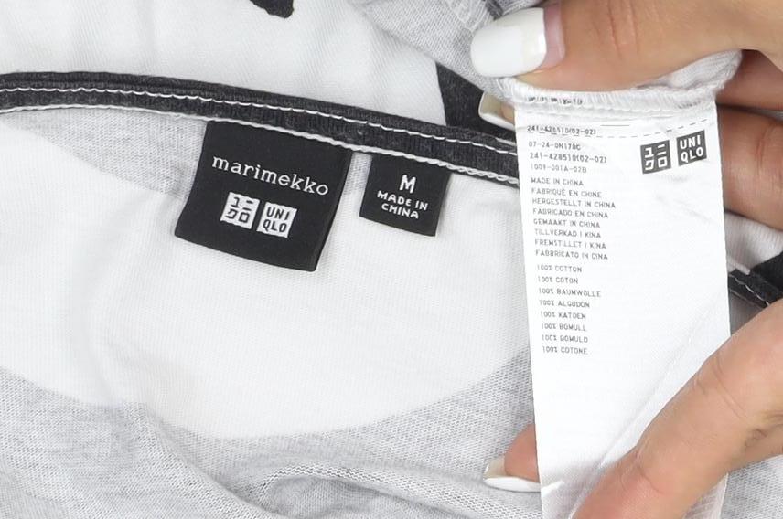 Uniqlo Marimekko Womens Black White M Cotton Patterned T-Shirt