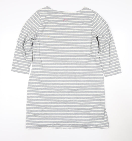 Joules Women’s Grey Striped 3/4 Sleeve Cotton Shift Dress Size 14