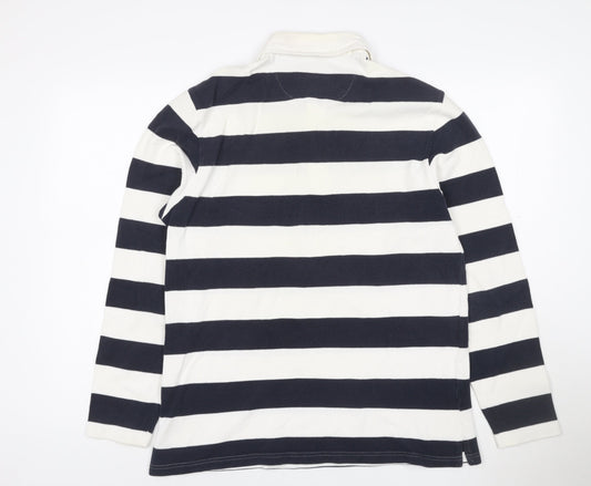 Blue Harbour Men's Navy White Striped Long Sleeve Polo Shirt M