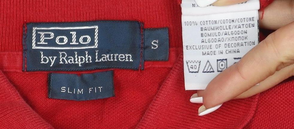 Ralph Lauren Men's Red Slim Fit Cotton Polo Shirt Size S