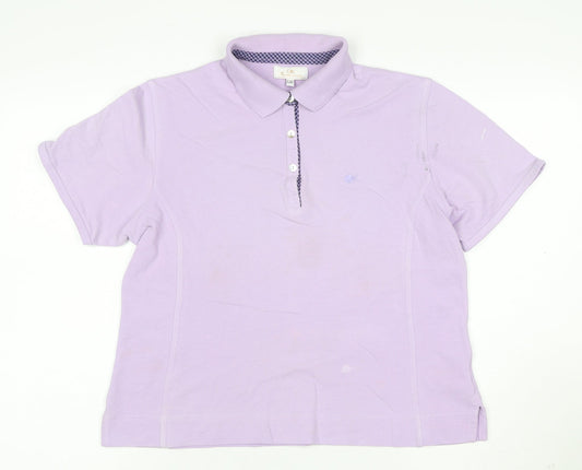 Kyowa Design Women's Purple Collared Short Sleeve Polo L