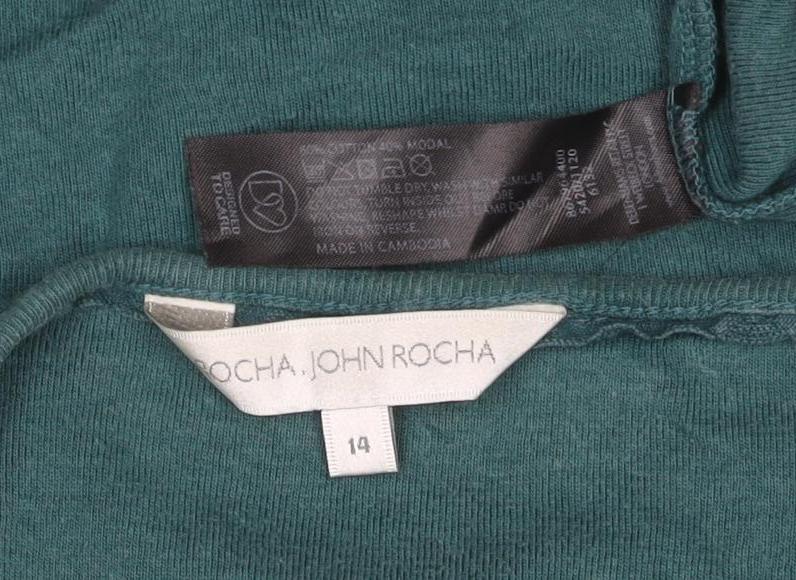 John Rocha Women’s Green Size 14 Ruffle Scoop Neck Tunic T-Shirt