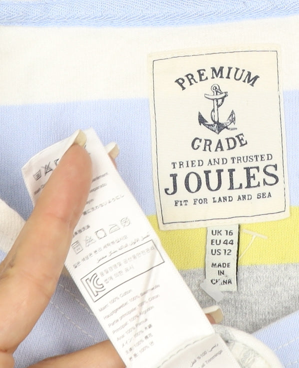 Joules Women’s Multicoloured Striped Long Sleeve Cotton Top Size 16