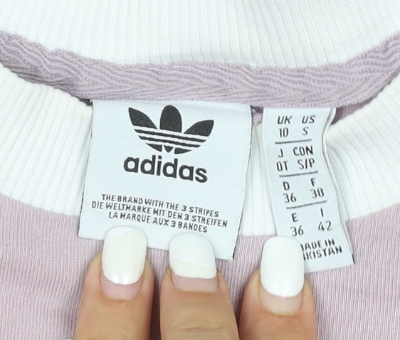 Additional view of Adidas women’s pink ringer t-shirt, size UK 10, short sleeve cotton