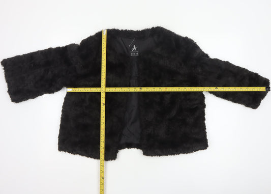 Atmosphere Women Black Faux Fur Cape Jacket Size 14 Lined Open Front