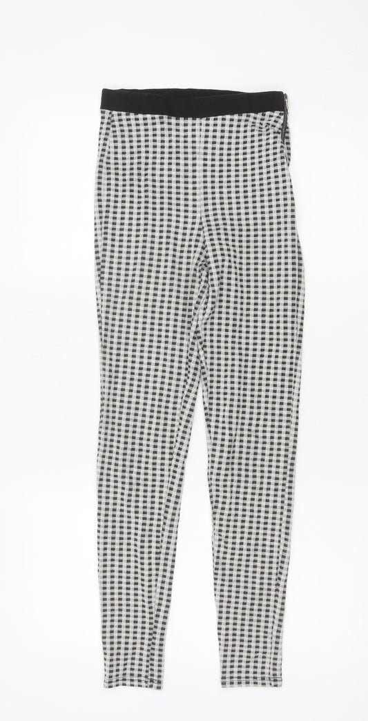 Topshop Women’s Black & White Checked Skinny Trousers Size 8