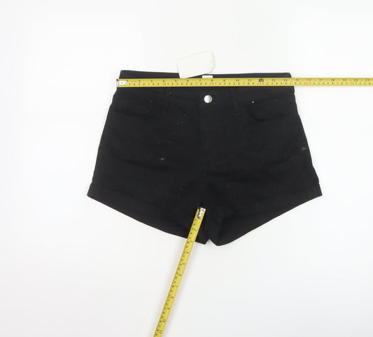 H&M Women's Black Chino Shorts Size 10 Slim Fit Cotton Blend