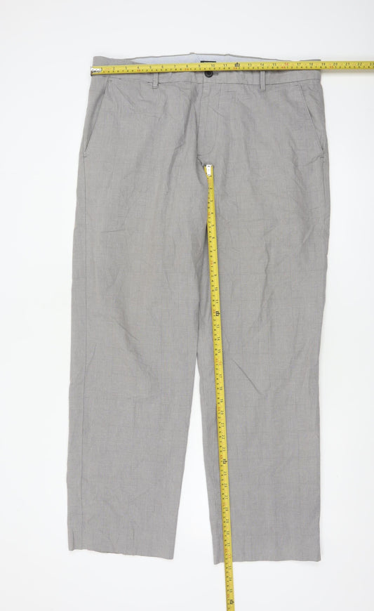 Gap Khakis Men’s Grey Checked Cotton Chino Trousers 36x32
