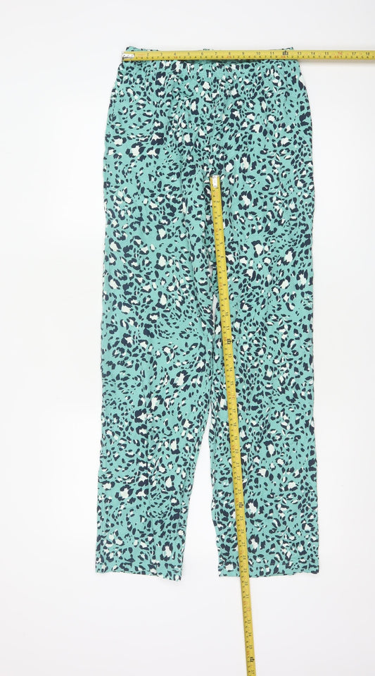 Marks and Spencer Womens Green Animal Print Cropped Trousers Size S