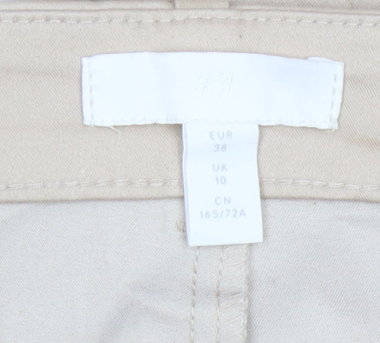 H&M Women Beige Chino Trousers Size 10 Cotton Blend Casual