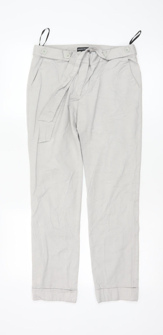 Warehouse Women’s Beige Chino Trousers UK 12 Belted Viscose Blend