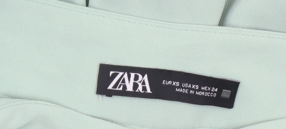 ZARA Women’s Green XS Wide-Leg High Rise Trousers