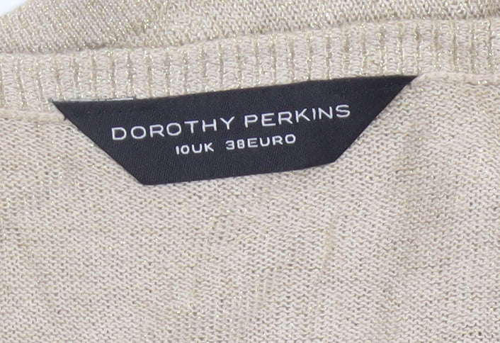 Additional view of Dorothy Perkins Women's Beige Short Sleeve V-Neck Cardigan, size 10