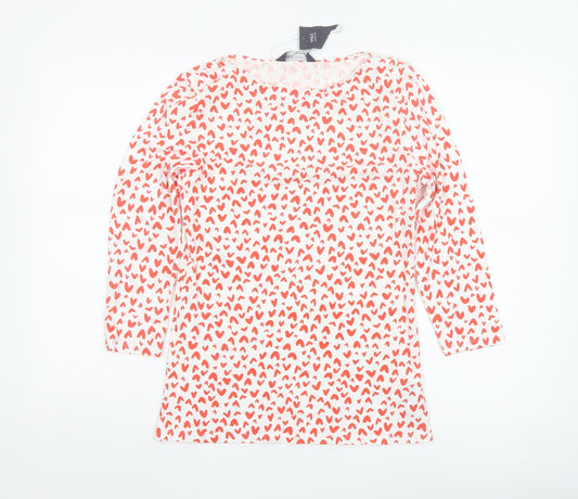 Marks & Spencer Women White Heart Print Long Sleeve T-Shirt Size 10