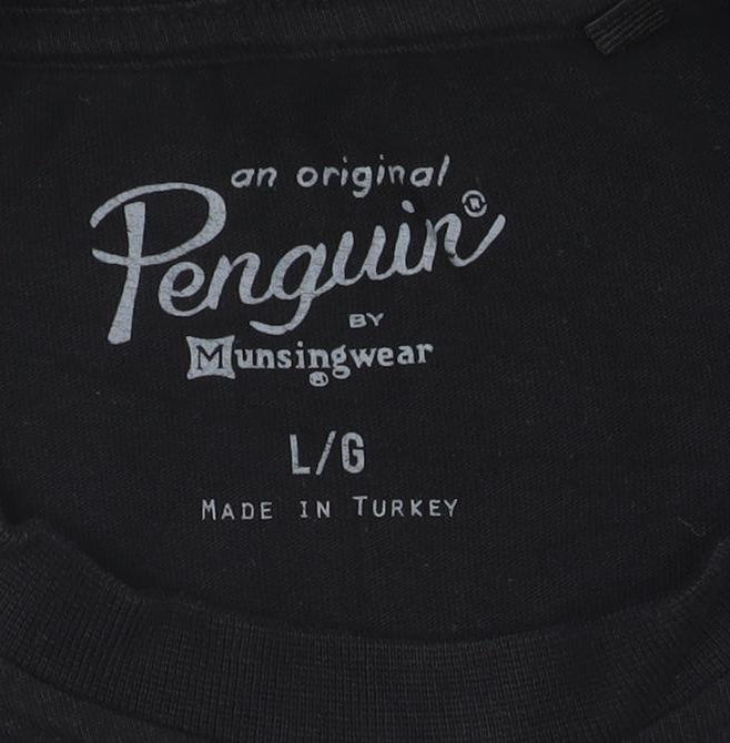 Original Penguin Men's Black Cotton Crew Neck T-Shirt L Short Sleeve