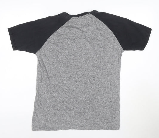 Wasps Rugby Men's Grey & Black Raglan Short Sleeve T-Shirt Size M