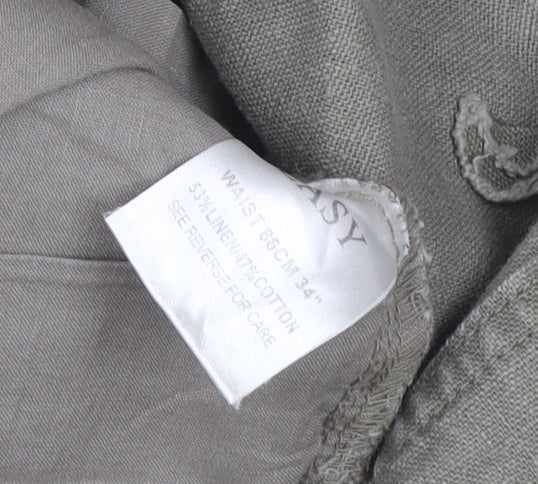 Additional view of Easy Women’s Green Linen Cropped Trousers, size L, 34in Waist