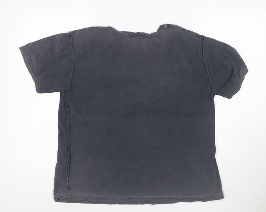 Topshop Women's Black Tupac Graphic Cotton T-Shirt Size 10