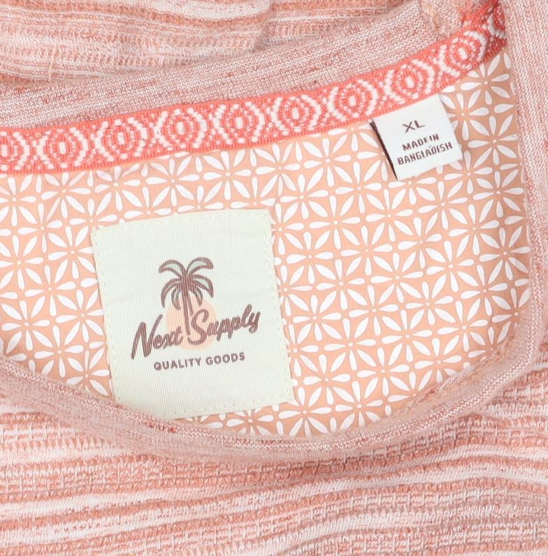 Noah's Ark Women’s Pink Striped Cotton Blend Short Sleeve T-Shirt XL
