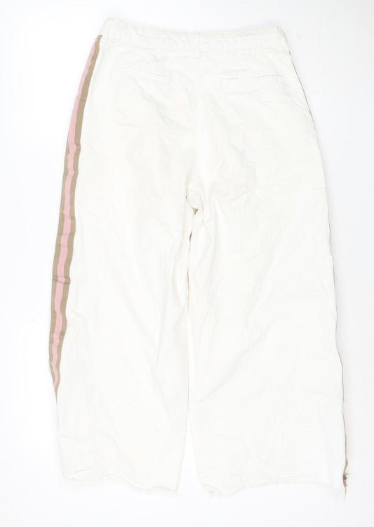 Zara Basic Women White Wide-Leg Denim Jeans Size 10