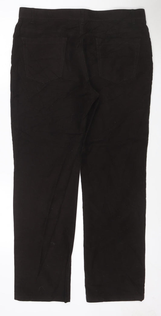Gemm Mens Black Cotton Chino Trousers 36W 31L Regular Fit