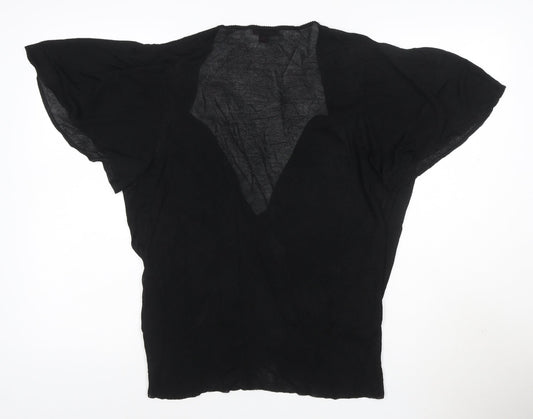 Morgan Women’s Black Viscose V-Neck Beaded Short Sleeve Jumper Size 20