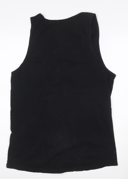 Pull&Bear Men's Black Sleeveless Graphic T-Shirt Size S 100% Cotton