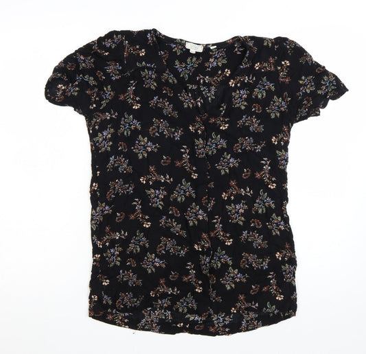 Fat Face Womens Black Floral Viscose Tunic Blouse UK 10