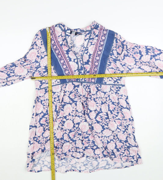 Crew Clothing Women Blue Floral Bohemian Short Dress Size 8
