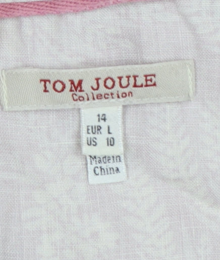 Brand and care label for Tom Joule Women’s Pink Floral Shift Dress, size UK 14, Zip Casual Classic Style