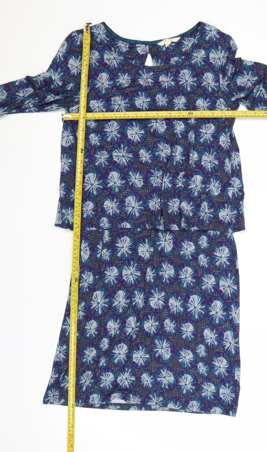 White Stuff Women’s Blue Floral Shift Dress Size 8 3/4 Sleeve