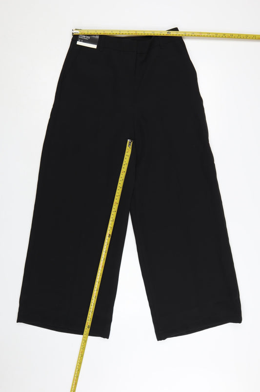 New Look Petite Women’s Black Wide-Leg Trousers UK 10 Polyester Blend
