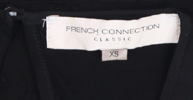 Brand and care label for French Connection Women's Black XS Pleated Sleeveless Blouse