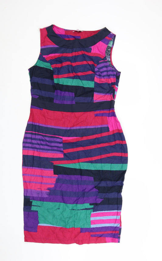 Marks & Spencer Per Una Women's Multicoloured Size 14 Linen Sheath Dress