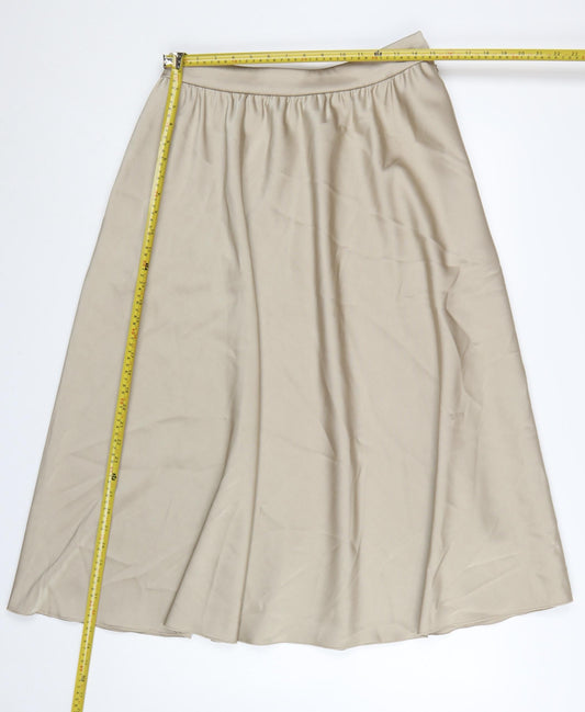 Marks and Spencer Women Beige A-Line Midi Skirt Size 12