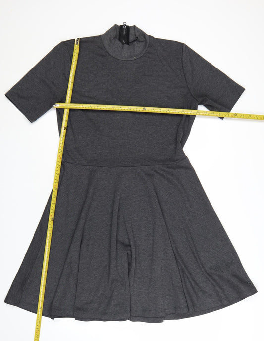 Nümph Women’s Grey Knee Length Skater Dress XL High Neck Stretch