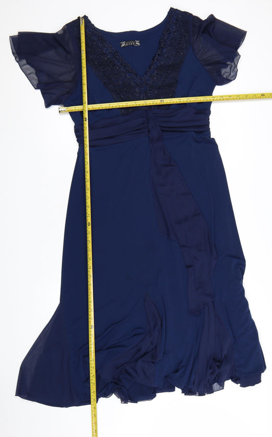 Joanna Hope Women's Blue Lace Midi Fit & Flare Dress Size 14