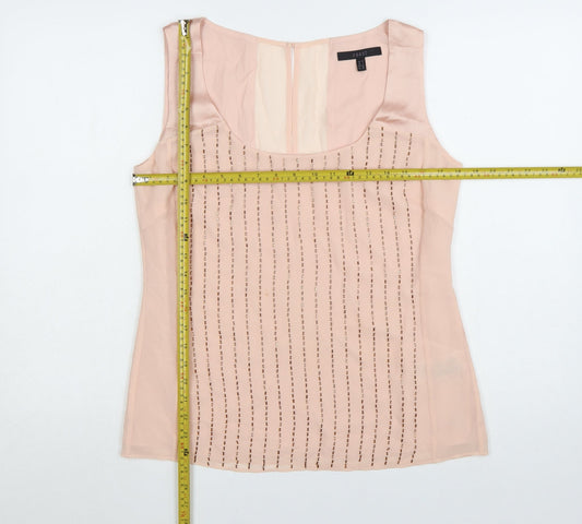 Coast Women's Pink Beaded Chiffon Camisole Top UK 12