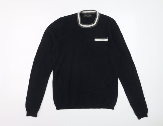 Back view of Rag & Bone Men's Black Knit Crew Neck jumper, size L