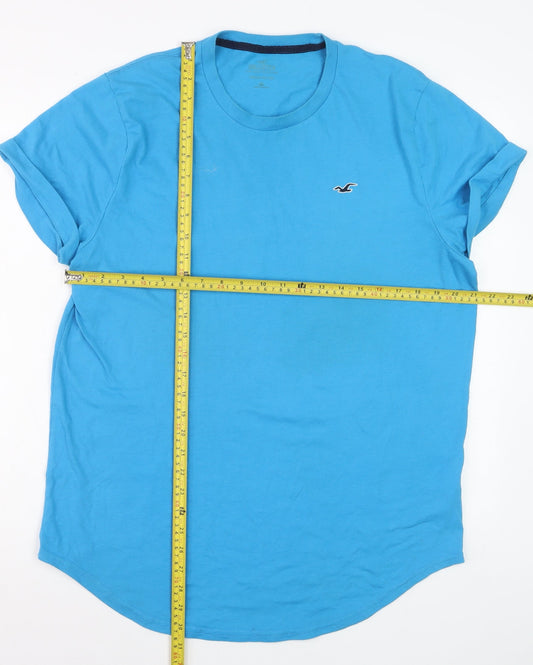 Hollister Men Blue Crew Neck Short Sleeve Jersey T-Shirt M