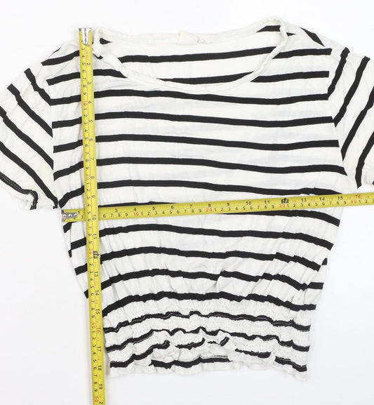 GAP Women’s White Black Striped Cropped T-Shirt XS