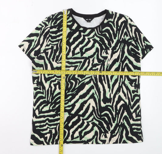Saint + Sofia Womens Multicoloured Animal Print Short Sleeve Cotton T-Shirt Size 8