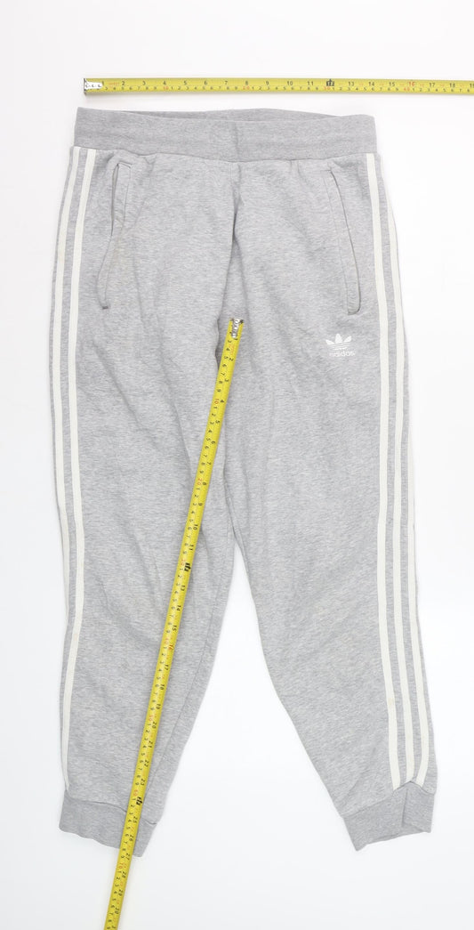 Adidas Women Grey Sweatpants M Joggers Cotton Blend Casual Sportswear