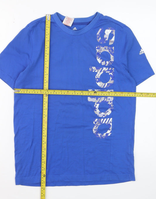 Adidas Boys Blue 13-14 Years Climalite Logo T-Shirt