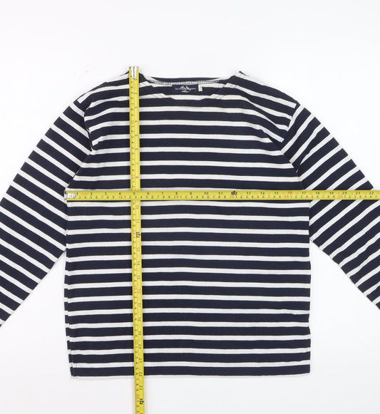 Les Trois Dauphins Women's Blue Striped Cotton Long Sleeve Top Size 12