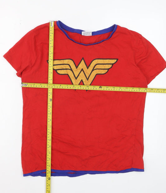 Wonder Woman Womens Red Blue Short Sleeve T-Shirt Size L