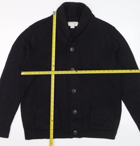 F&F Men's Black XL Chunky Knit Acrylic Cardigan with Pockets