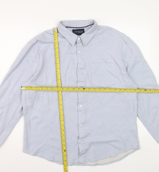 JACHS New York Men's Light Blue XL Dress Shirt Cotton Blend Long Sleeve