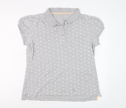 Next Women’s Grey Polka Dot Cotton Polo Shirt Size 16