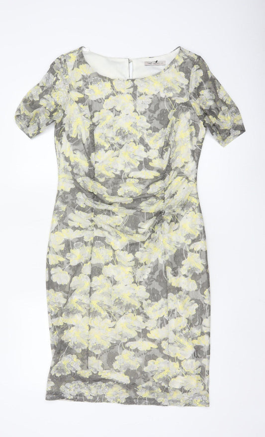 Marks & Spencer Women Grey Floral Lace Sheath Dress Size 14
